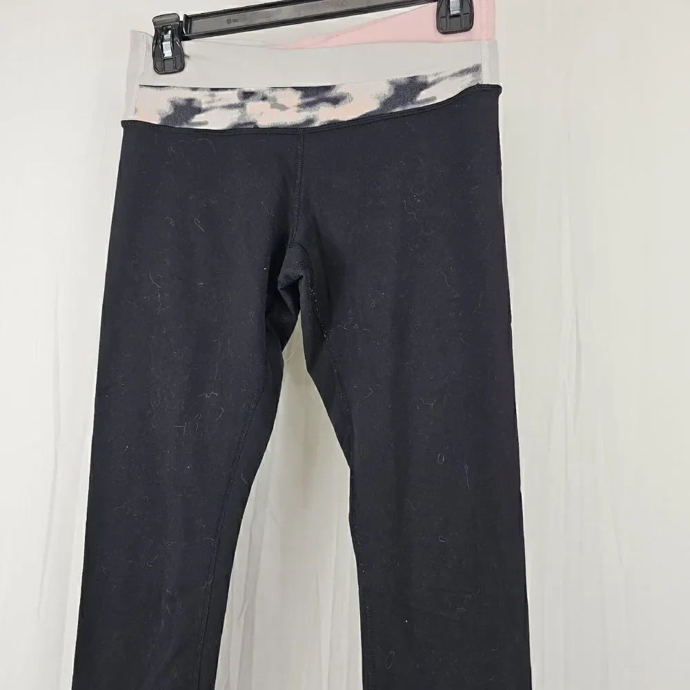 Lululemon Black Leggings Pink Gray Layered Wunder Under Leggings Athletic Size 6